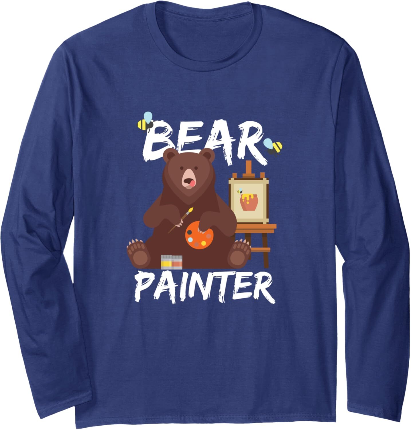 Long Sleeve Shirts for Men sweatshirt Bear Paint Colorful Pictures Art Lover Funny Gift Long Sleeve Tee Streetwear Casual tops