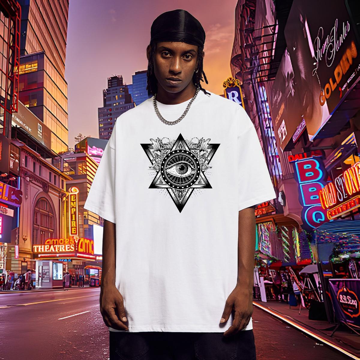 Cool Design Man T Shirts 230g Pure Cotton eye of the devil Casual Beach Asian Size Short Sleeve O-Neck Men Tshirts Stylist Clothes
