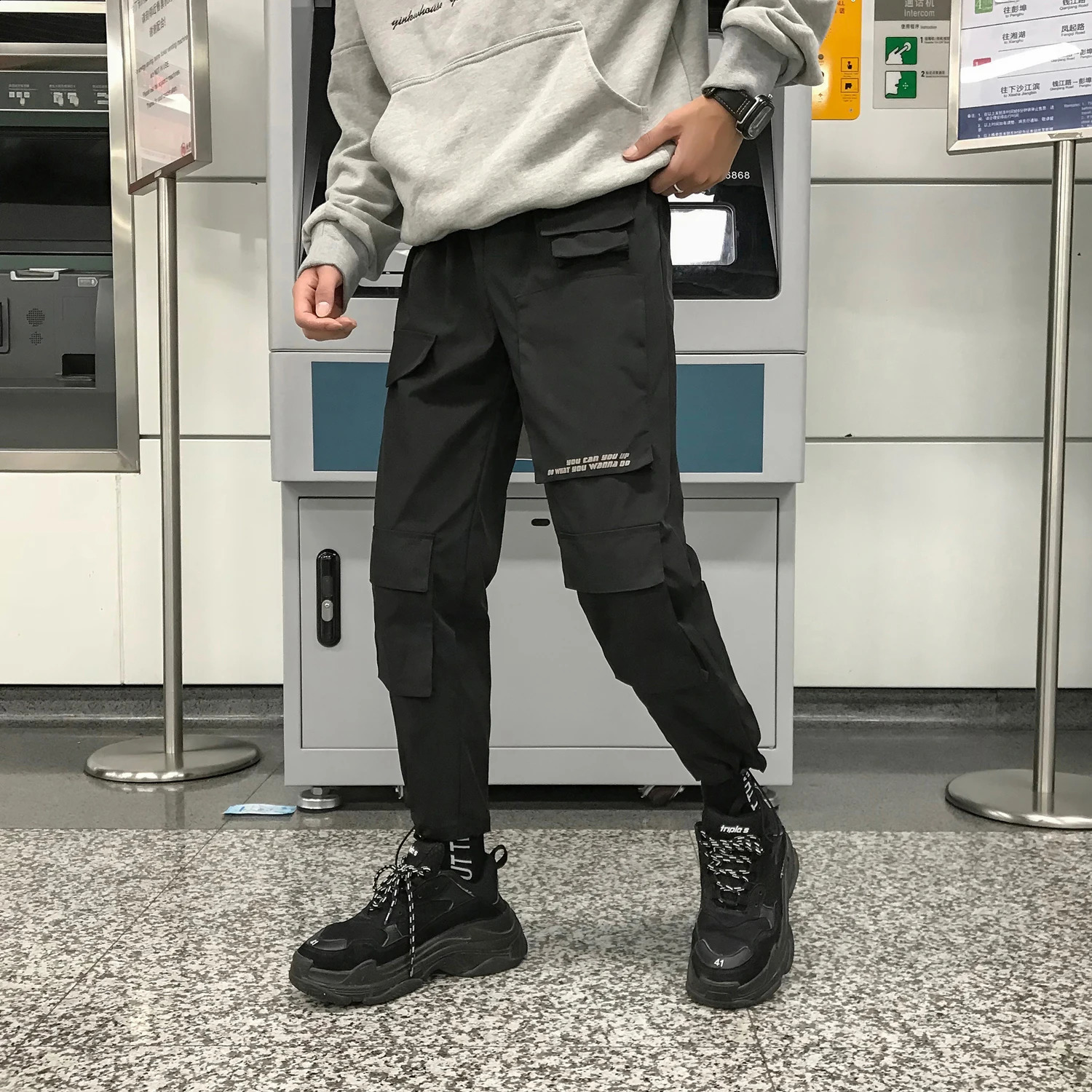 Fashion Men Streetwear Cargo Pants Mens Trousers Hip Hop Joggers Pockets Purple Men Woman Sweatpants Korean Ankle-Length Pants 240824