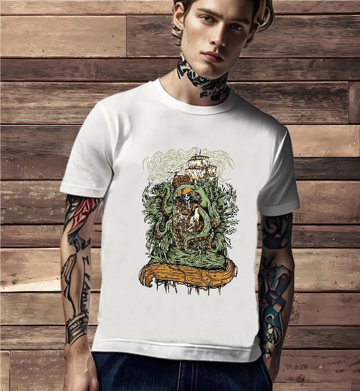 Loose T-Shirts 230g Pure Cotton skull Street Casual Custom Print Plus Size Short Sleeve Soft Tshirts 2024 New Top Tees