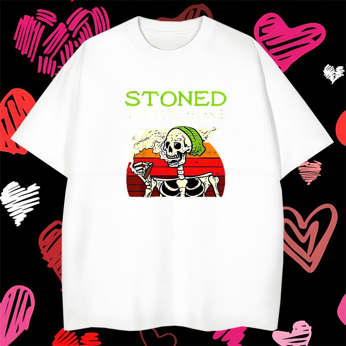 Free Shipping T-Shirts for Men 230g Cotton skull Street Casual Graphic Crew Neck Breathable Men Tops Tees Fashion Designer Polos