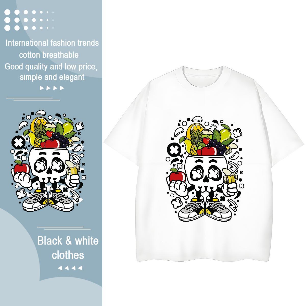 Cool T Shirts Men 100% Cotton 230g skull Daily Outfit Oversized 3XL 4XL Pure Cotton Mens Tshirts Brand Top Tees