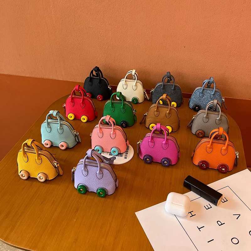 Keychains Lanyards 1 handmade mini PU leather handbag decoration pendant bag headphone box fashionable key charm mini wallet mini pendant Y240826W47F