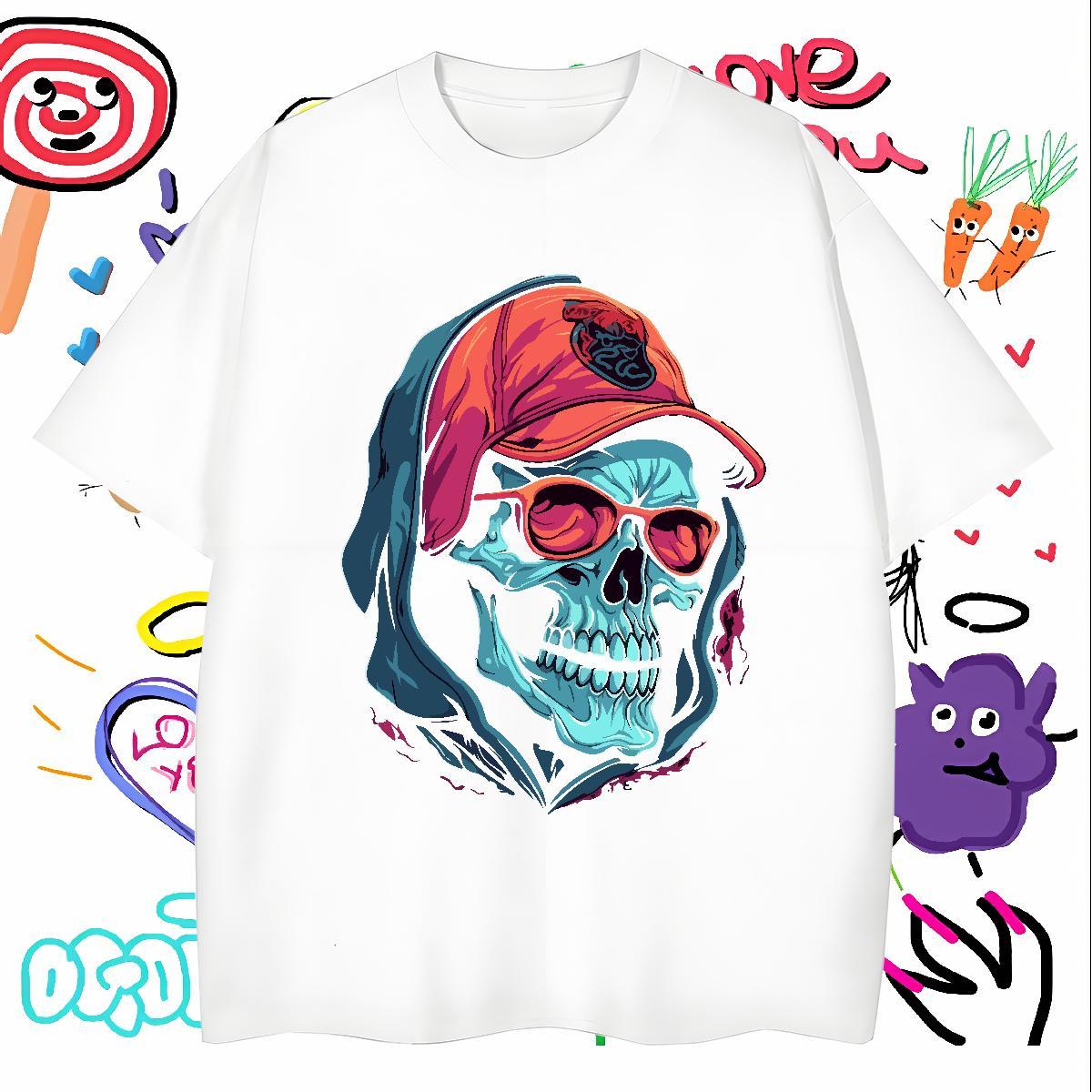 Designer Man T Shirts 230g Pure Cotton skull Home Outdoor DIY Logo Oversized Breathable Men Tshirts Fashion Designer Clothes