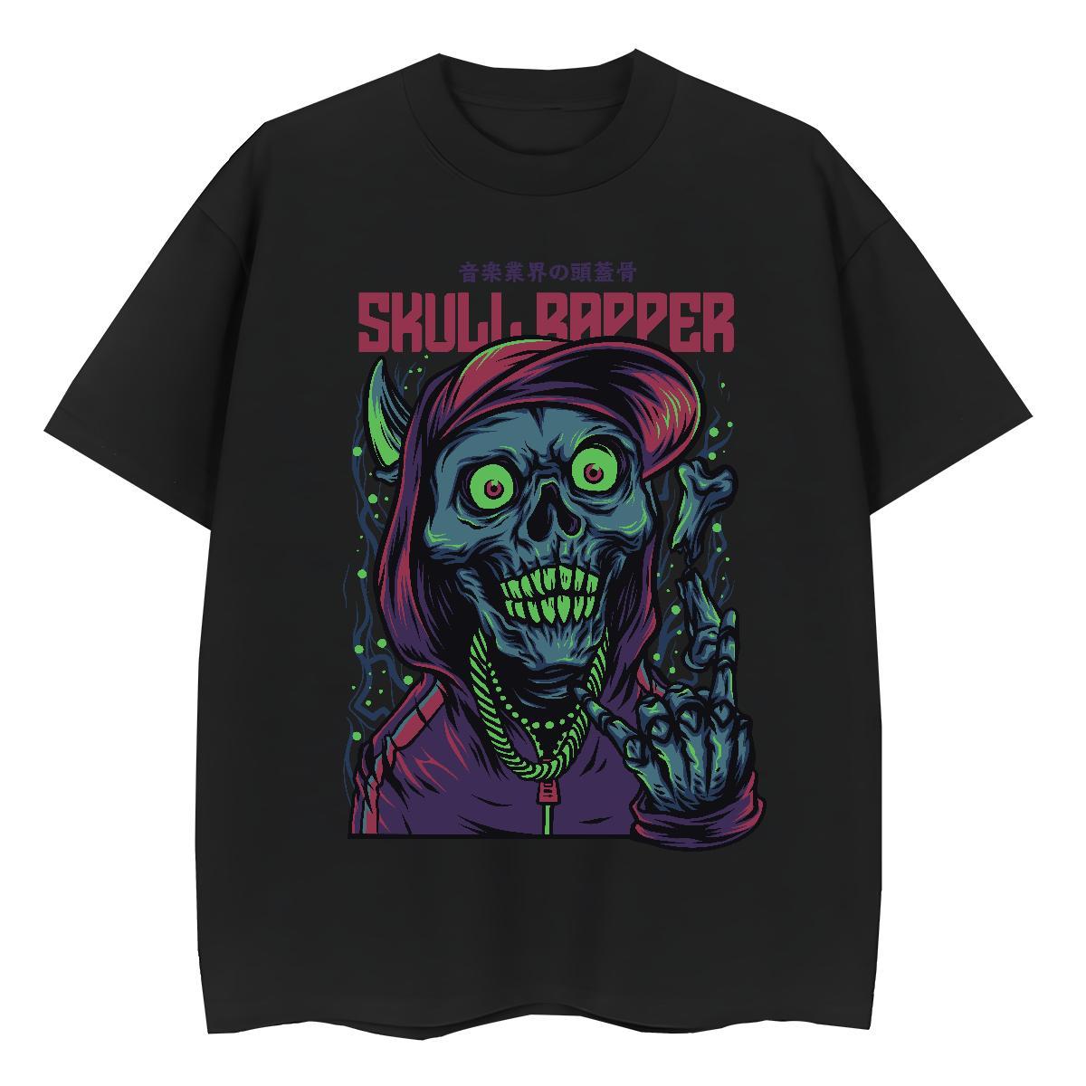 Brand T shirt 230g Pure Cotton skull Street Casual Custom Print Oversized Breathable Crew Neck Couples T Shirts DIY Polos