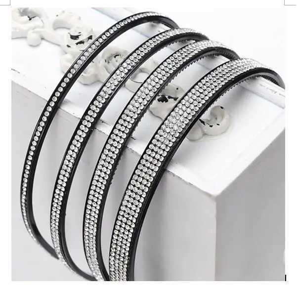 Black Rhinestone Wide Edge Shining Headband Hair Accessories Headwear M240826