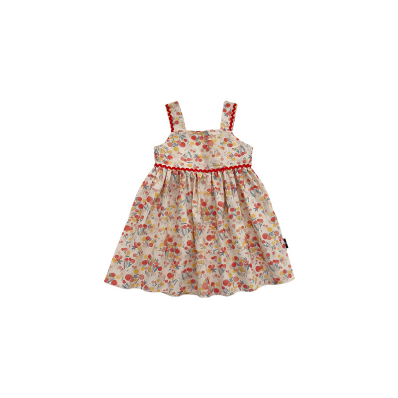 Jiela Wear Girls' Sg Dress 2024 Summer Children's Korean Edition Square Neck Printed Tank Top Skirt F27.3-08.26