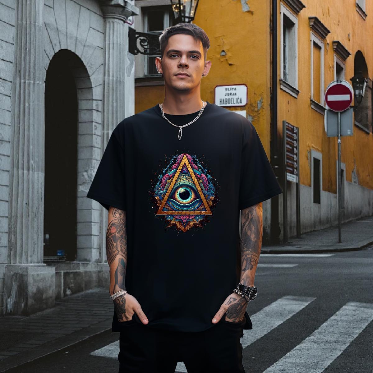 Classic Man T Shirts 230g 100% Cotton eye of the devil Hip Hop Street Oversized Breathable Couples T Shirts Fashion Designer Wear