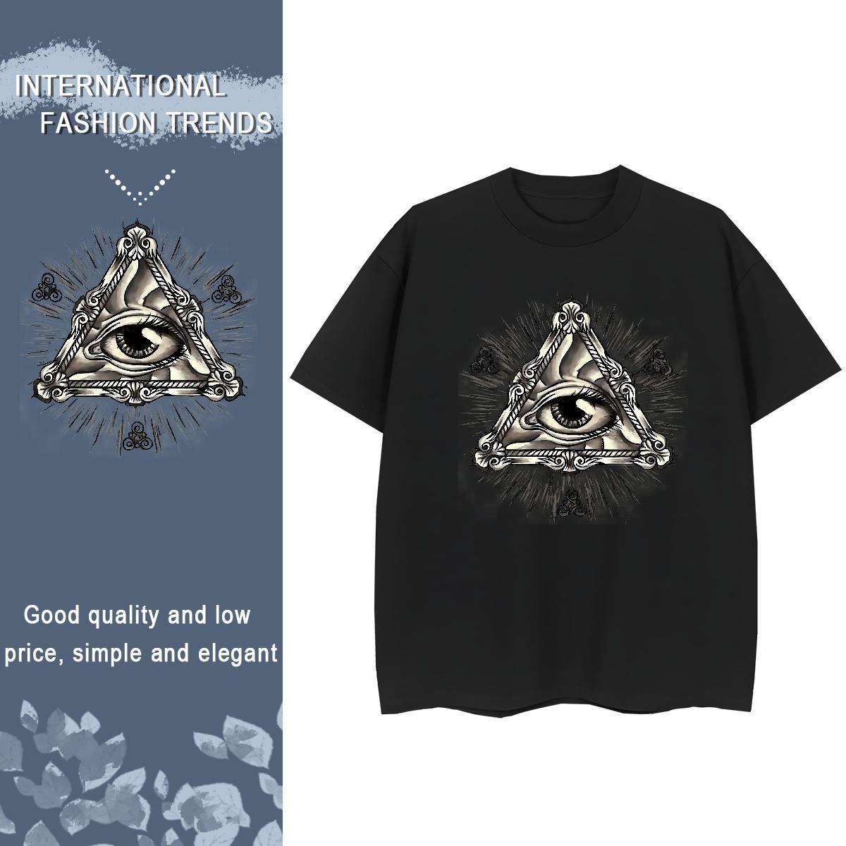 Soft T shirt 230g Cotton eye of the devil Street Wear Custom Print Plus Size Breathable Short Sleeve Men Tops Tees 2024 Top Tees