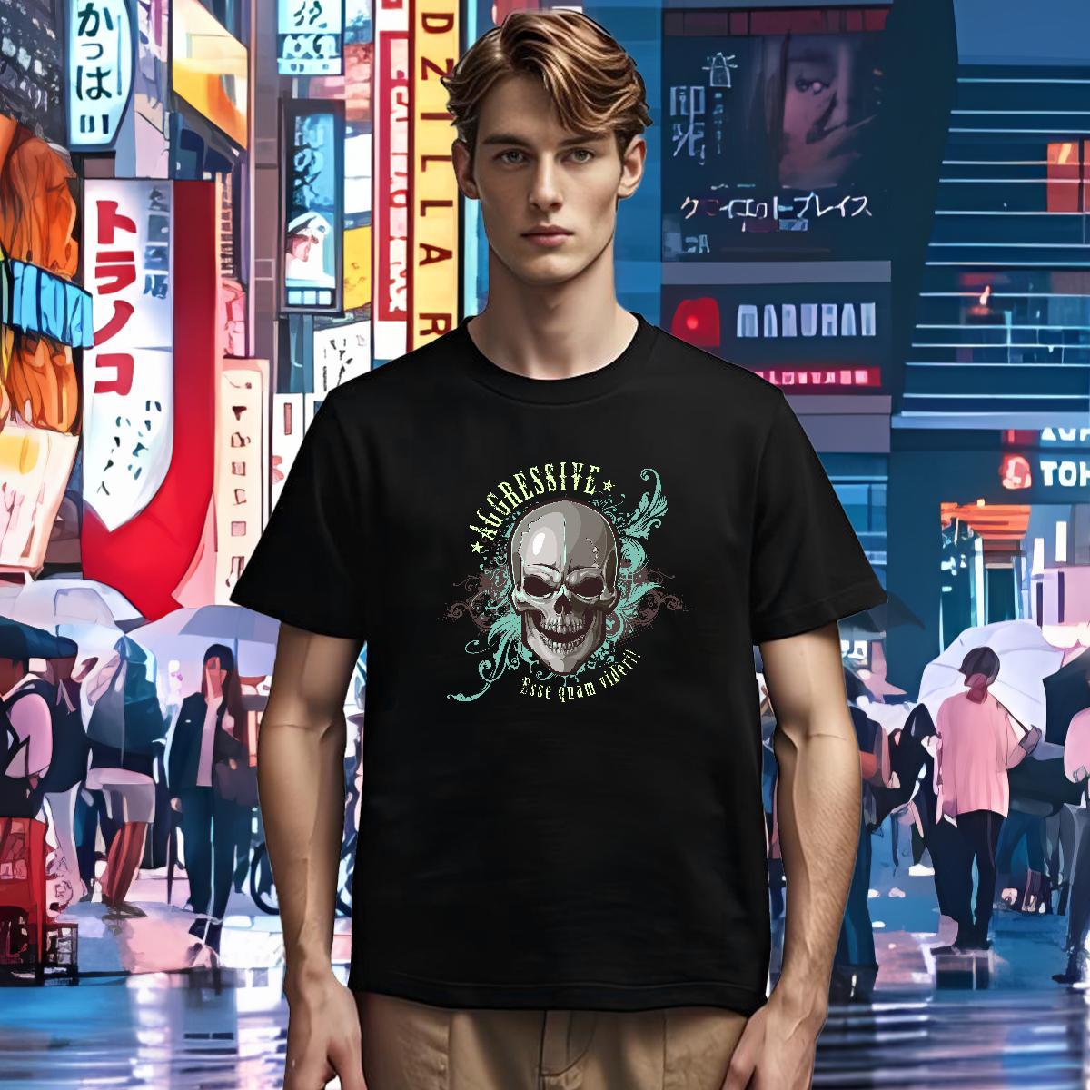Brand Man T Shirts 230g 100% Cotton skull Hip Hop Street DIY Anime Breathable Short Sleeve Couples T Shirts Fashion New Wear