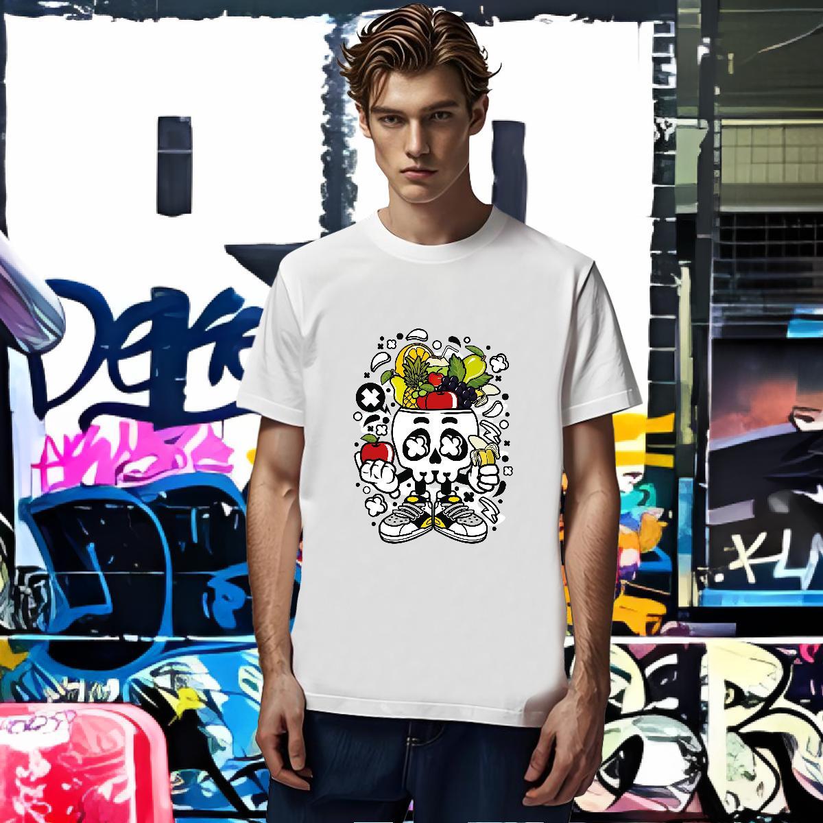 Popular T-Shirts 230g 100% Cotton skull Outdoor Cartoon Print Short Sleeve Soft Men Tops Tees Fashion Designer Top Tees