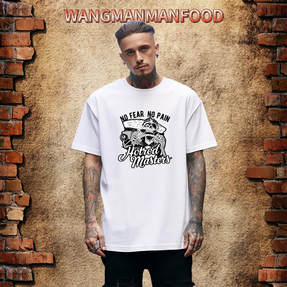 Wholesale T-Shirts for Men 230g 100% Cotton skull Street wear Hip Hop Asian Size Breathable Crew Neck Mens Tshirts Classic Tops Tees