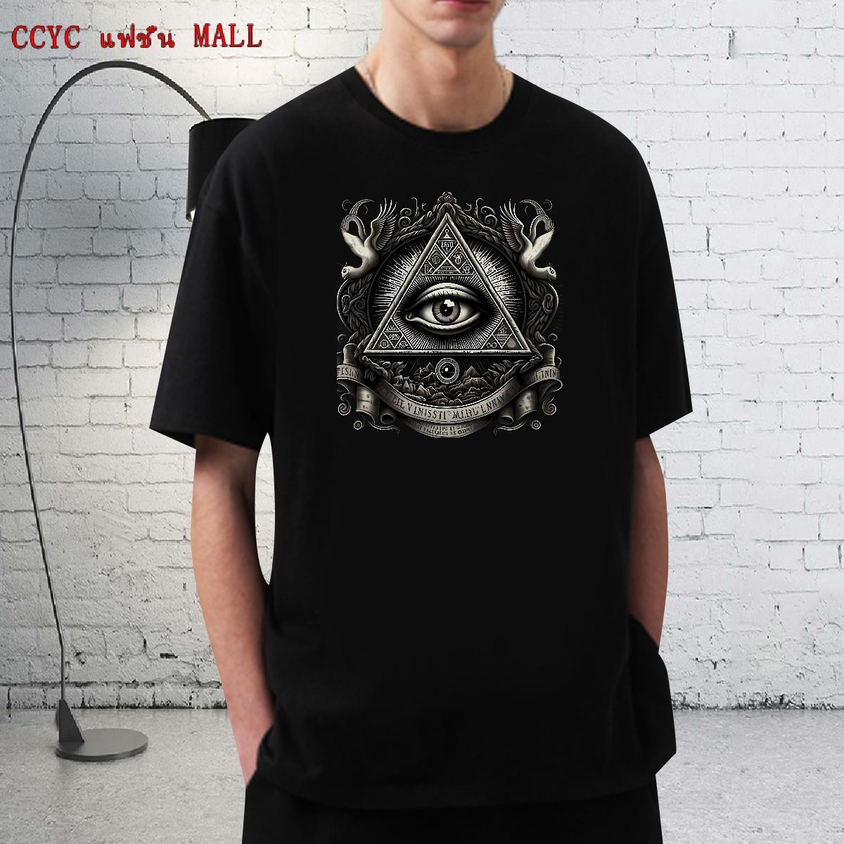 Loose T-Shirts 230g Cotton eye of the devil Outdoor Anime Print O-Neck Short Sleeve Tshirts DIY Tees