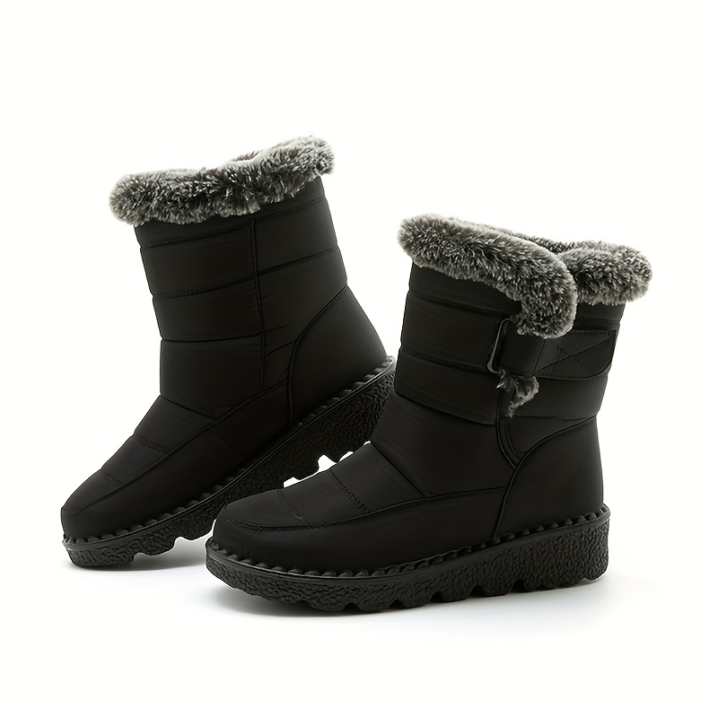 Cozy Faux Fur ed Winter Women Warm, Plush, and Furry Platform Ankle Boots Long Cotton Shoes Slip-On Design Comfortable Footwear Cold Weather for Snow