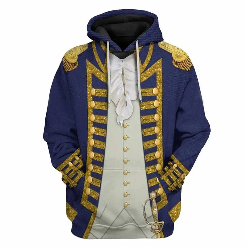 Grandee Medieval Universal Role Playing Hoodie Mens Retro 3D Printed Napoleon Hoodie Mens Sportswear 240824