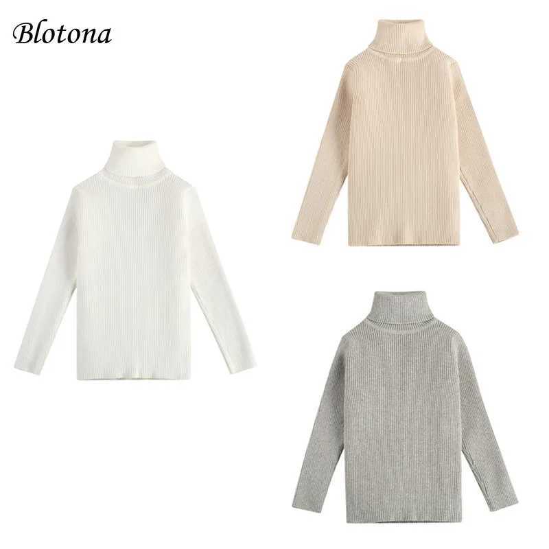 Blotona Kids Baby Boy Girl Winter Warm Turtle Neck Pullover Sweater Top Long Sleeve Casual Knitted Elastic Cuff Shirt 1-6 YearsW240824