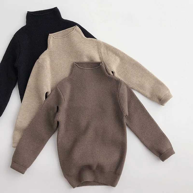 Sweater childrens turtle neck sweater long sleeved soft wool clothing boys girls knitted sweater top autumn winterW240824