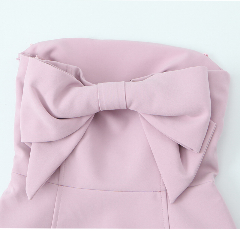 Womens Summer Fashion Bow Strapless Short Dress