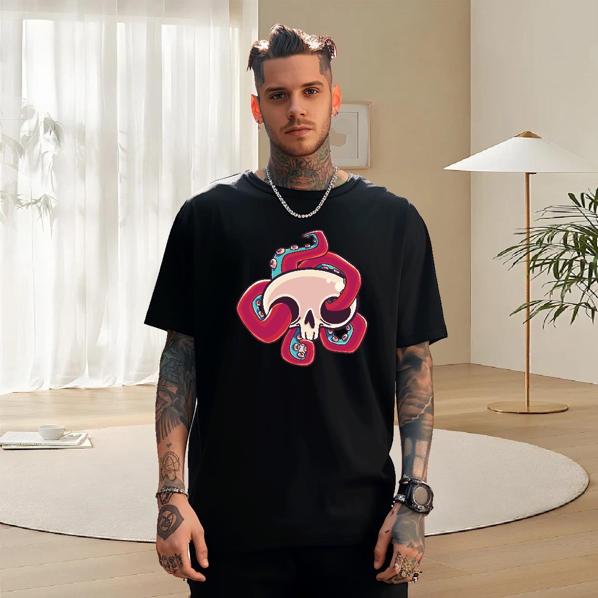 Loose Fit Mens T Shirts 100% Cotton 230g skull Daily Outfit Customized Print Breathable Crew Neck Tshirt for Man Woman Wholesale Tops Tees