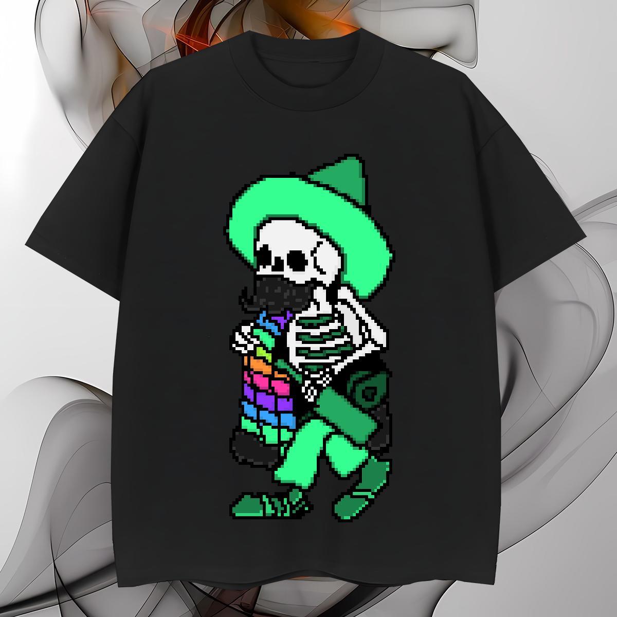 High Quality T-Shirts for Men 230g 100% Cotton skull Casual Daily Wear Black Oversized Round Neck Short Sleeve Couples T Shirts DIY Tops Shirt