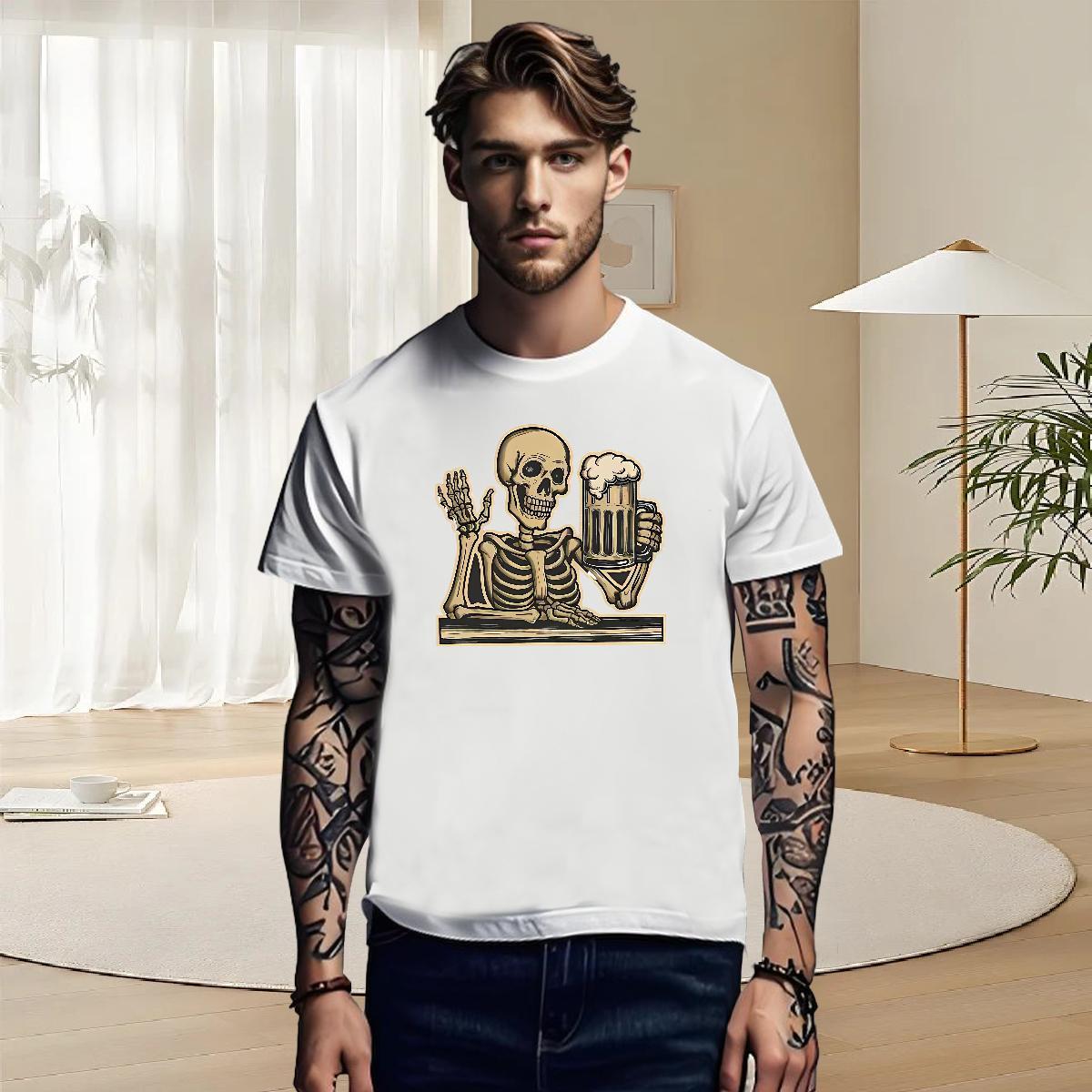 Popular Man T Shirts 230g 100% Cotton beer Street wear Hip Hop DIY Logo Oversized Crew Neck Breathable Men Clothes T-Shirt Custom Tshirts