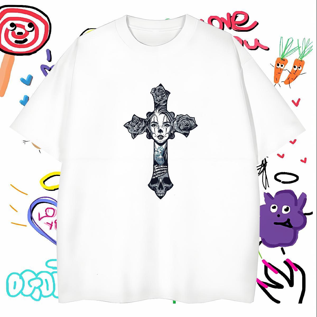 Designer T-Shirts for Men 230g 100% Cotton painting Casual DIY Logo Oversized Breathable Crew Neck Men Clothes T-Shirt Fashion Designer Wear