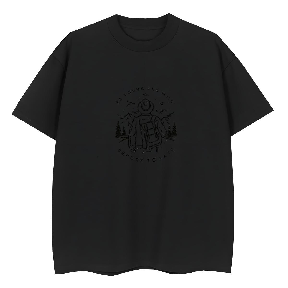 5A Lady T shirt 230g Cotton Lines Hip Hop Street T-Shirts for Women Round Neck Short Sleeve Black White Top Tees