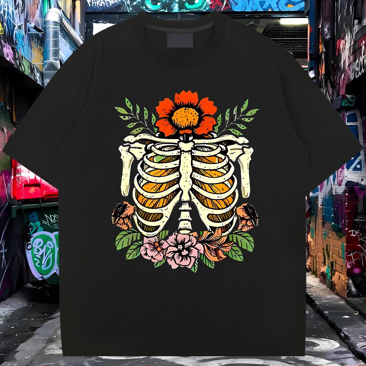 Designer T-Shirts for Men 100% Cotton 230g skull Beach Anime Pure Cotton Tshirts New Clothes