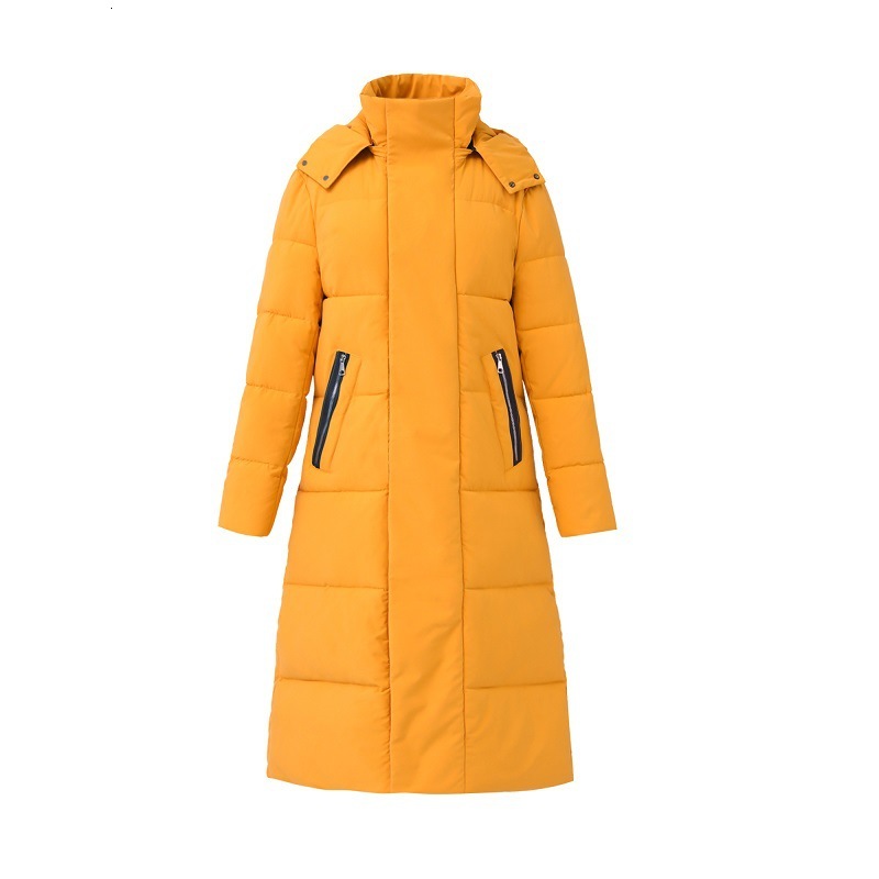 New Down and Cotton Jacket for Men Long Length Over the Knee Thick Plus Size Couple Hooded Slim Fit Extra Long Jacket Cool and Trendy