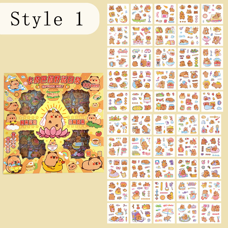 Capibala Sticker Set Creative Cartoon Waterproof Stationery Stickers Internet Celebrity Children's Student DIY Account Material