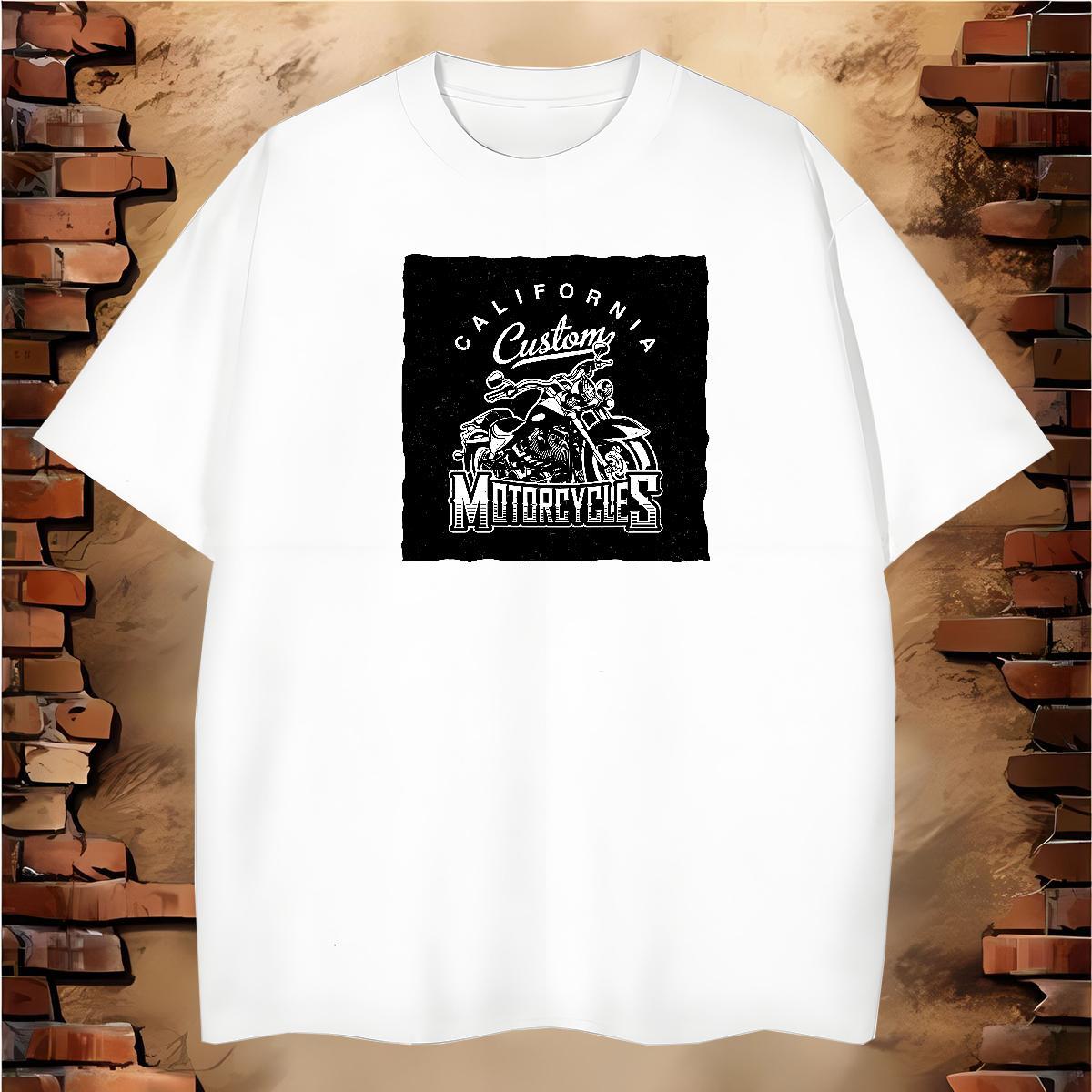 Unisex Mens T Shirts 230g Pure Cotton Motorcycle Beach Custom Printed Crew Neck Men Tops Tees Fashion Design Tee Shirt