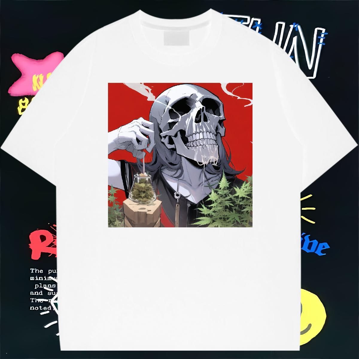 Free Shipping T Shirt For Man 100% Cotton 230g skull Daily Wear Oversized Crew Neck Men Clothes T-Shirt 2024 Tees