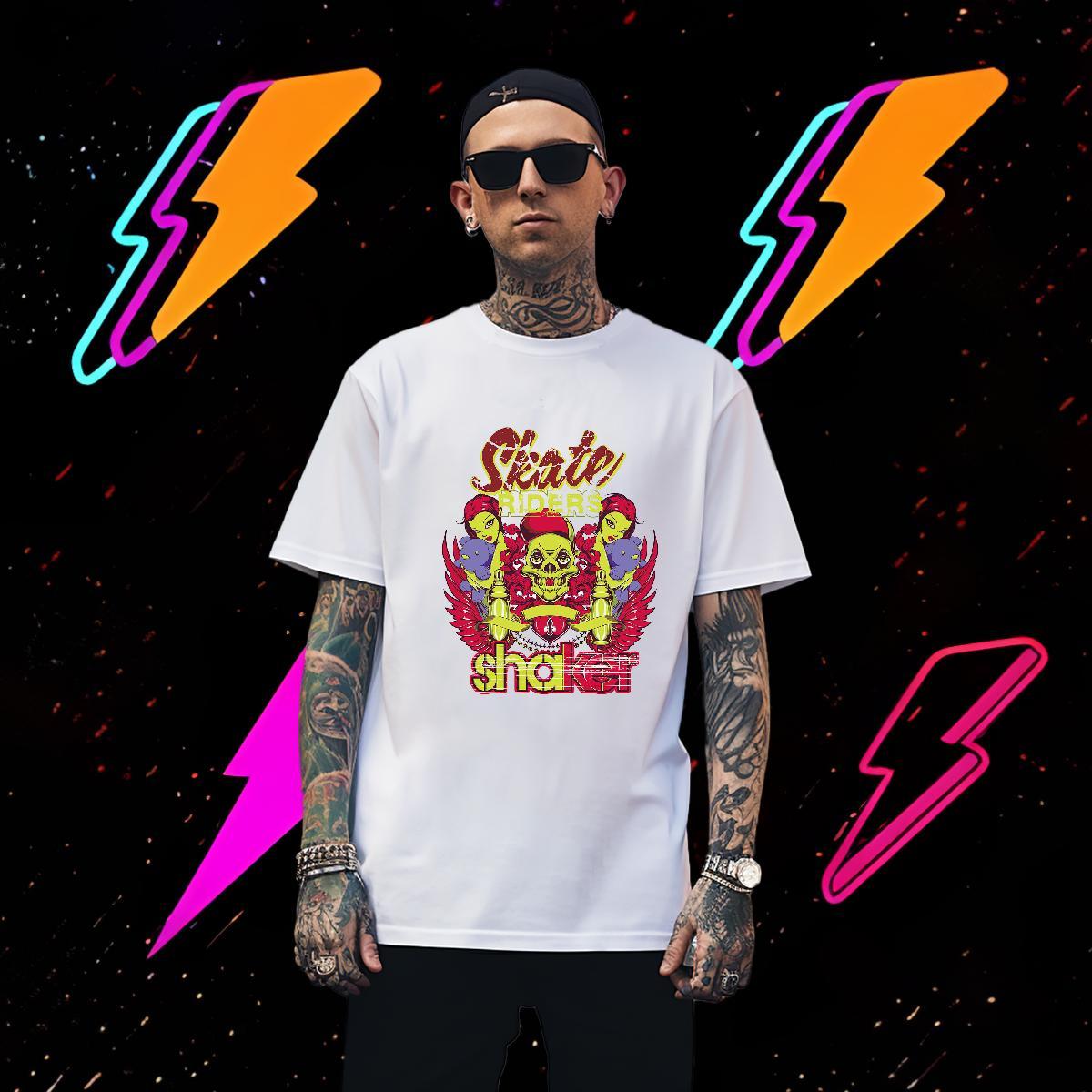 Popular T-Shirts for Men 230g 100% Cotton skull Casual Custom Print Oversized Crew Neck Couples T Shirts Wholesale Clothes