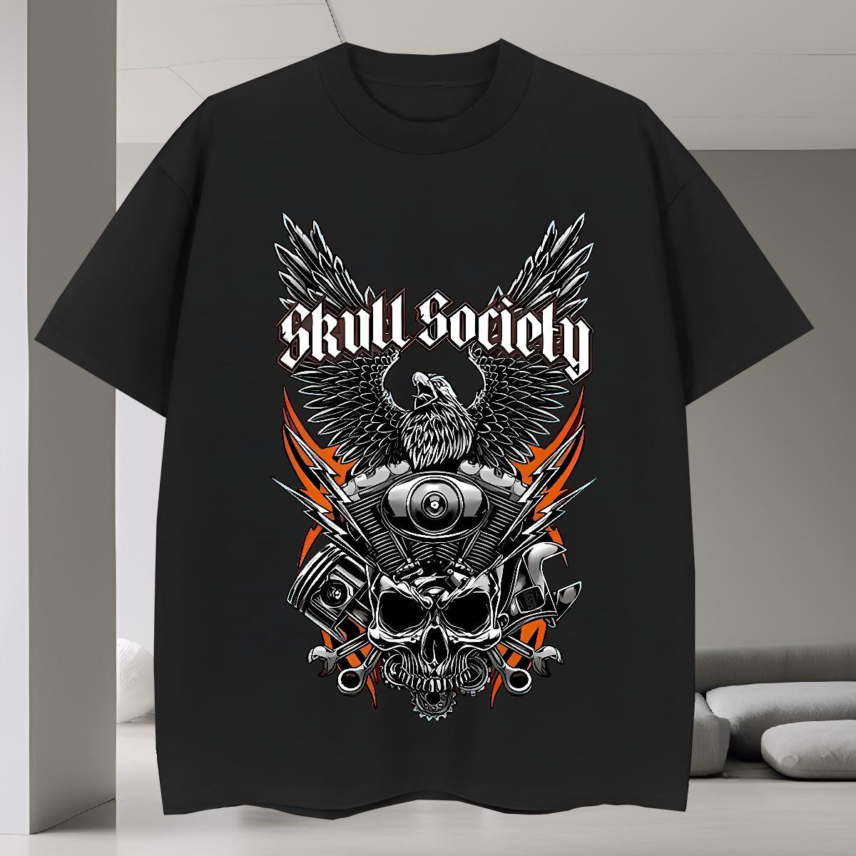 Unisex T shirt 100% Cotton 230g skull Hip Hop Street Plus Size Cartoon Pure Cotton Couples T Shirts Fashion Casual Clothings