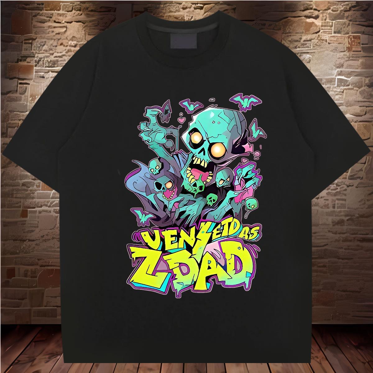 Brand T-Shirts for Men 100% Cotton 230g skull Street Wear Plus Size Cartoon Breathable Crew Neck Men Tshirts Classic Tops