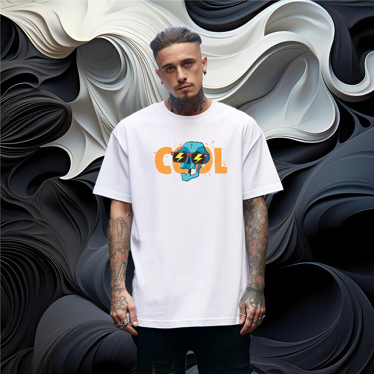 Classic T Shirts Men 230g Pure Cotton skull Daily Wear Plus Size Cartoon O Neck Short Sleeves Tshirt for Man Woman Fashion Tees Shirts