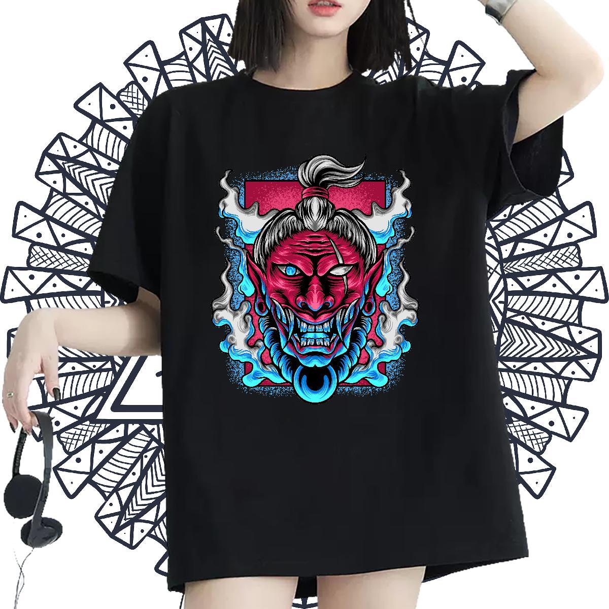 Lady Couples T Shirts 100% Cotton 230g Terror Street Wear T Shirt For Woman Breathable Short Sleeve DIY Logo Clothes Shirt