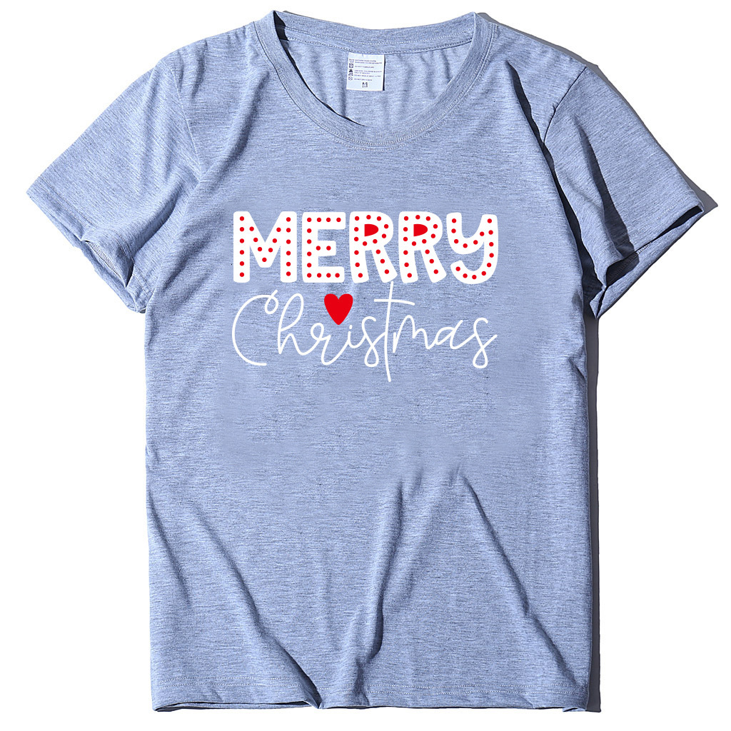 Round neck loose fit women's T-cotton short sleeved MERRG letter printed T-shirt dongdumaoyi