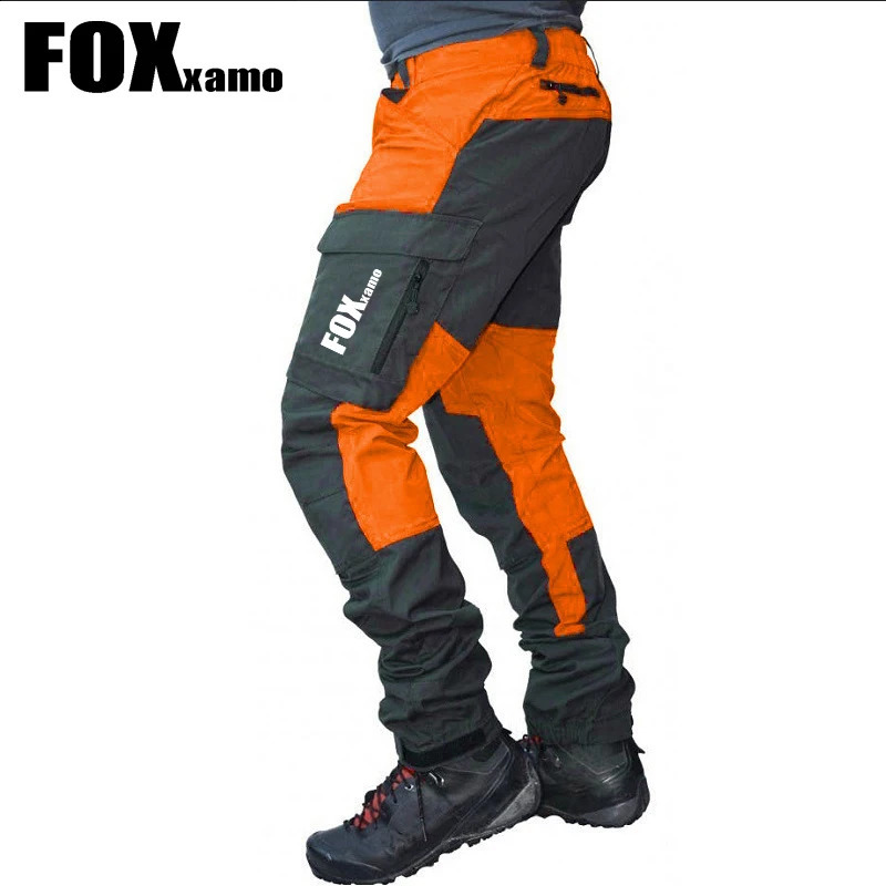 Summer Foxxamo Mens Outdoor Casual Patchwork Tactical Fishing Pants Full Length Waterproof Climbing Cycling Trousers 240812