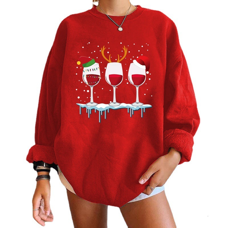 New Clothing Three Glass Letter Printed Shoulder Down Round Neck Fleece Hoodie Women's Top dongdumaoyi