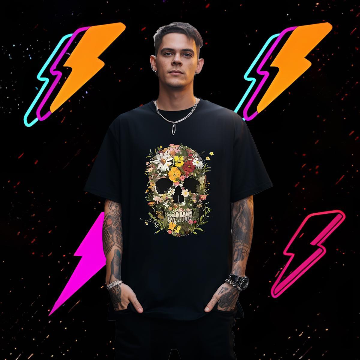 Cool T shirt 100% Cotton 230g halloween High Street Hip Hop Oversized 4XL Pure Cotton Men Tops Tees New Tee Shirt