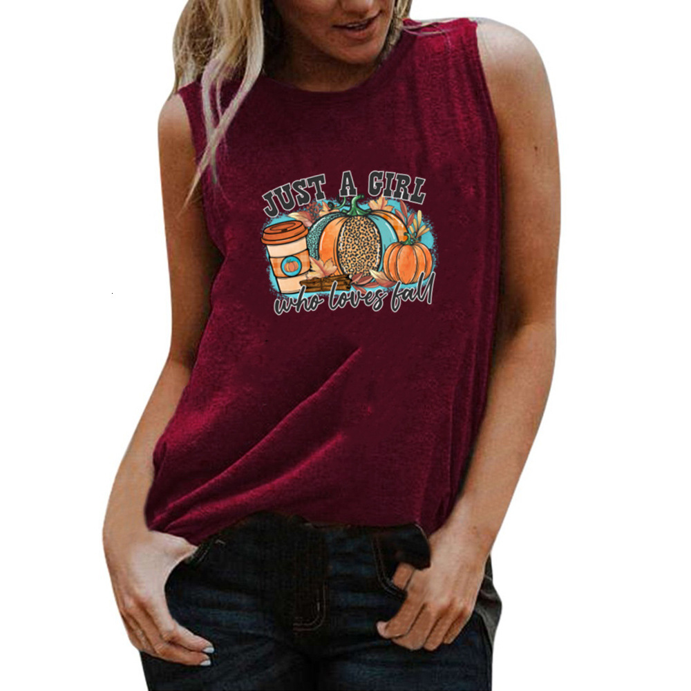 European size bodybuilding sleeveless with colorful pumpkin coffee cup letter printing, plus fat and oversized loose top dongdumaoyi