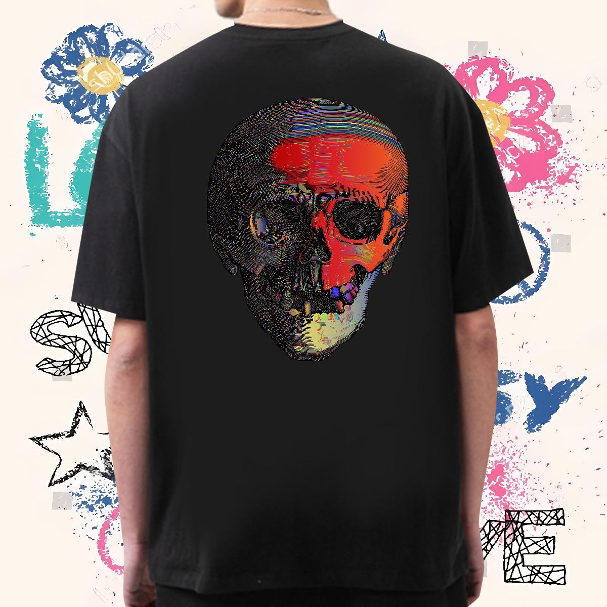 Comfortable Man T Shirts 230g Pure Cotton skull Street Wear Custom Printing Crew Neck Breathable Tshirts DIY Customized Clothings