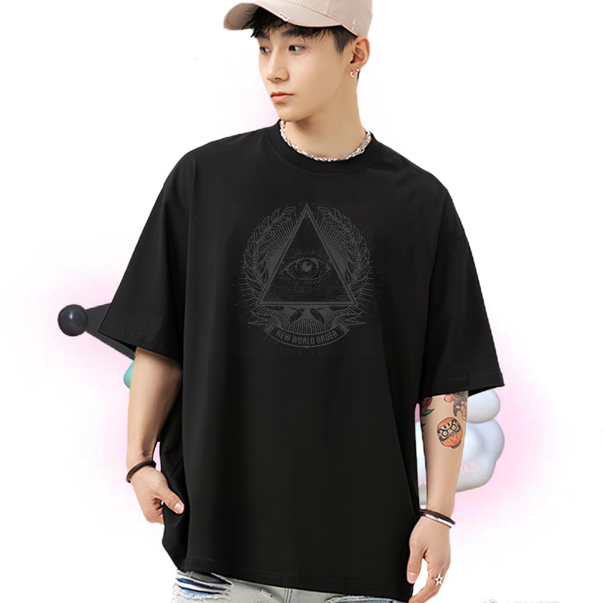 Cool T Shirt For Man 100% Cotton 230g eye of the devil Sports Casual Cartoon Printing L-4XL Breathable Tshirts Customized Tees Shirts