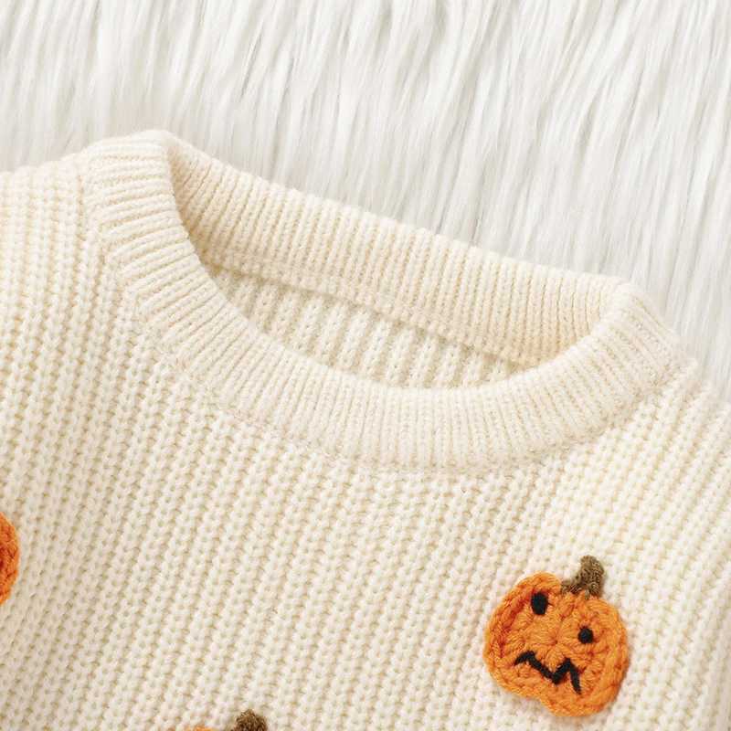 New Baby Boys and Girls Clothing Winter Orange Halloween Pumpkin Knitted Newborn Baby Unisex Sweatshirt Pulleys Purple Toddler JumperW240824