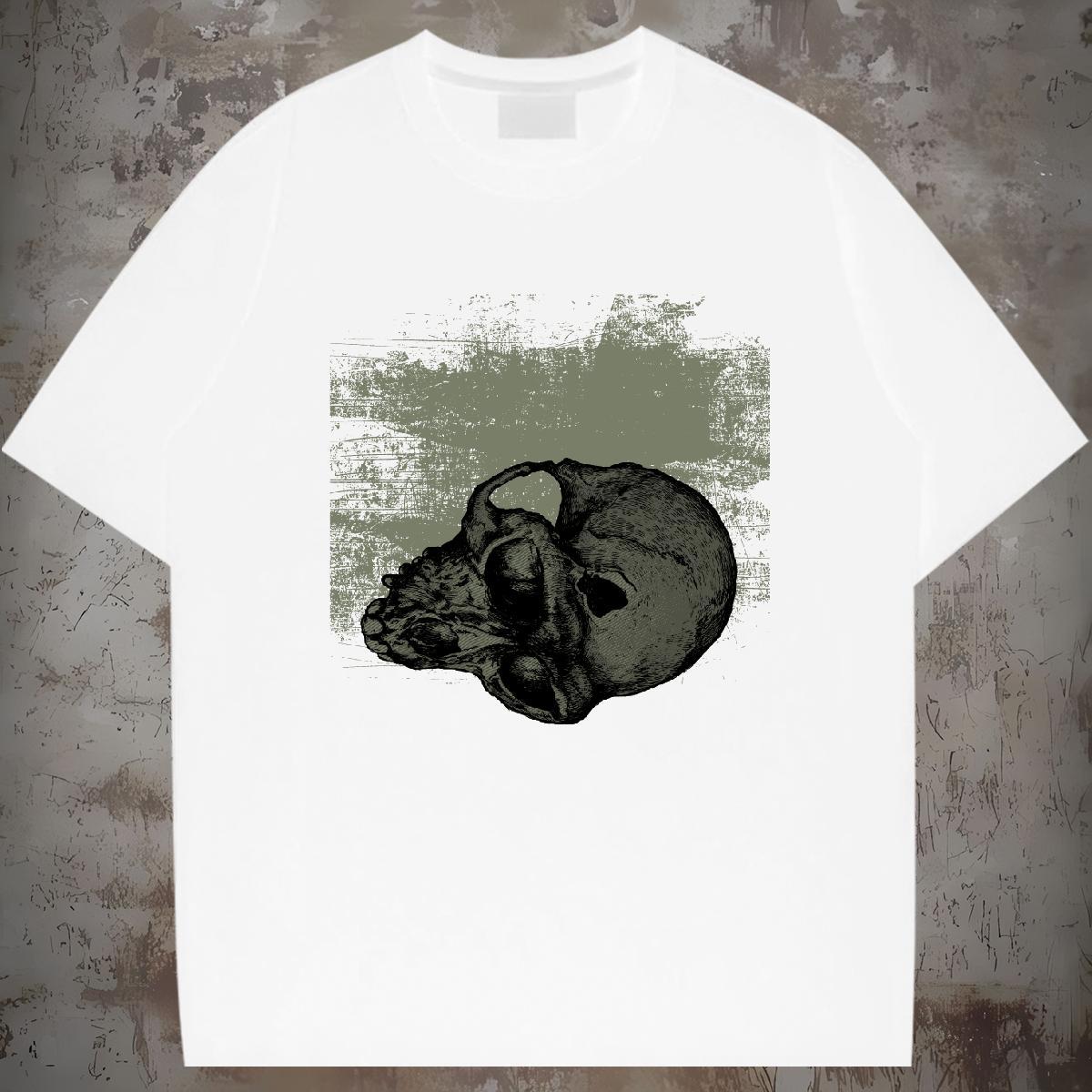 Wholesale T-Shirts for Men 230g Pure Cotton skull Street Casual DIY Anime Round Neck Short Sleeve Men Tees Casual New Tee Shirt