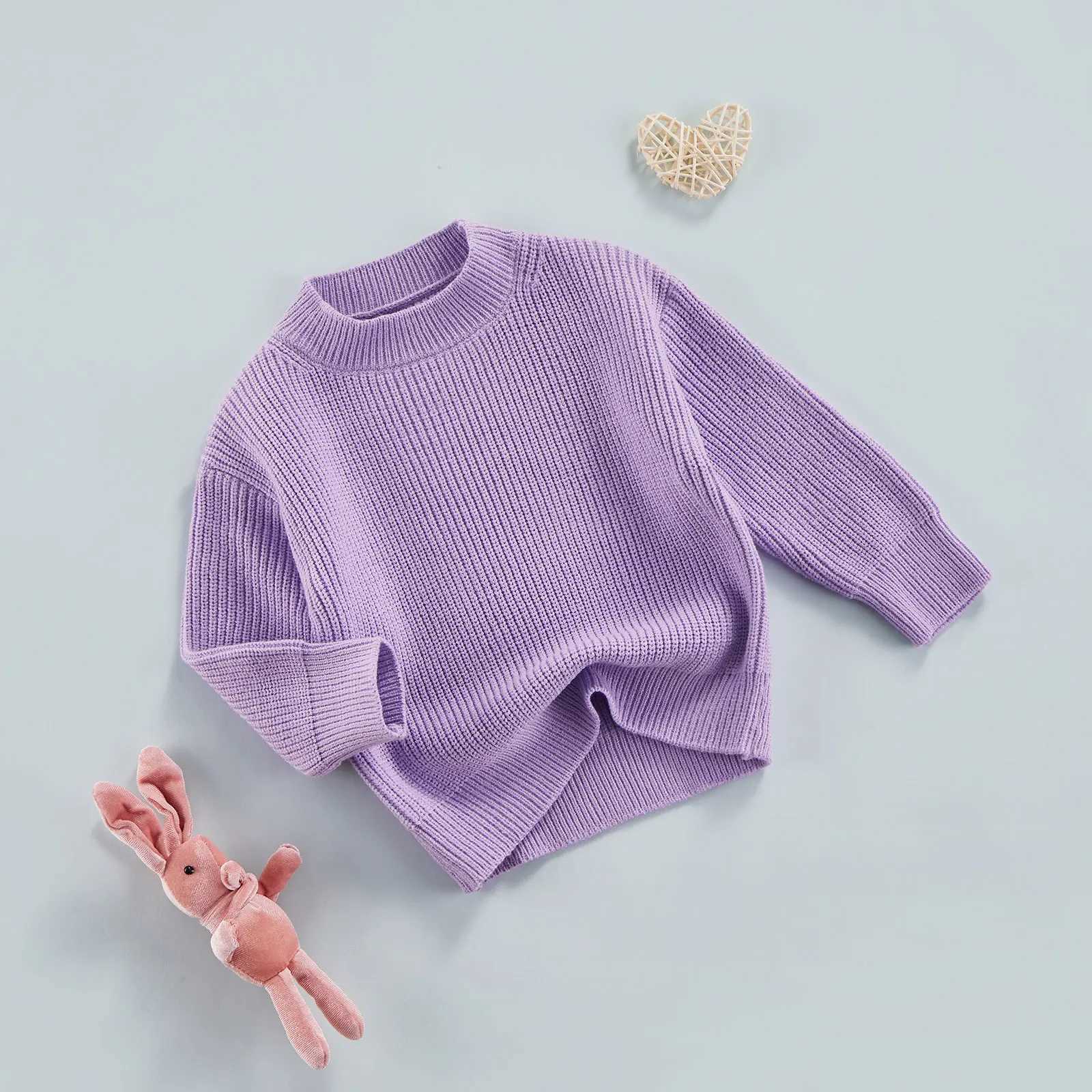 Childrens winter sweater top baby warm knit shirt cotton long sleeved pure cotton loose top suitable for children girls boys warm shirtW240824