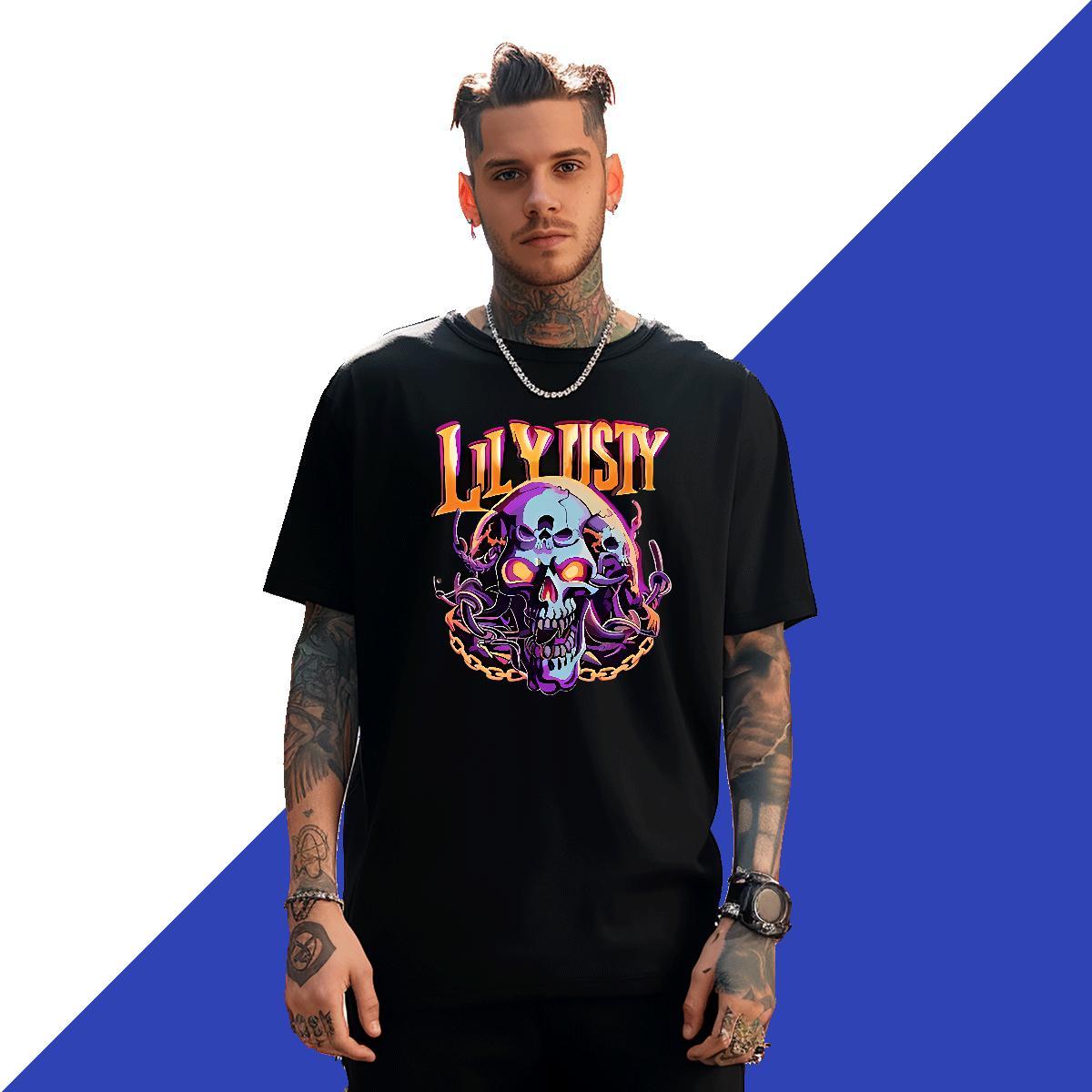 Cool Man T Shirts 100% Cotton 230g skull Outdoor Cartoon Print Short Sleeve O-Neck Men Clothes T-Shirt Classic Tops Shirt