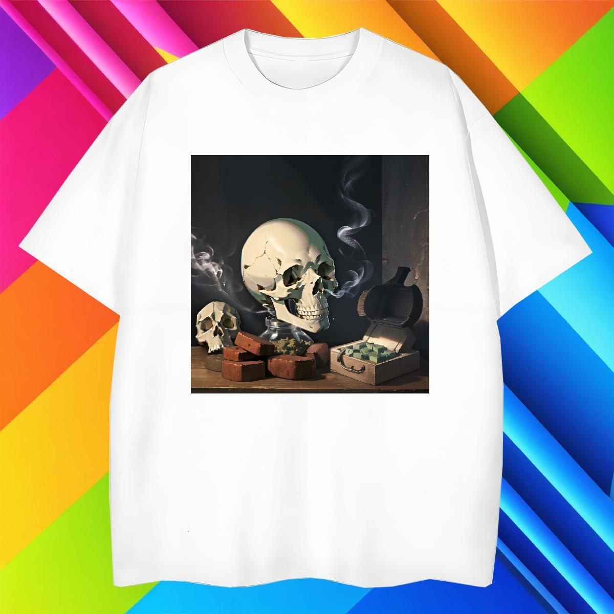Popular Man T Shirts 230g 100% Cotton skull Street DIY Crew Neck Breathable Men Tshirts Fashion Designer Tops Tees