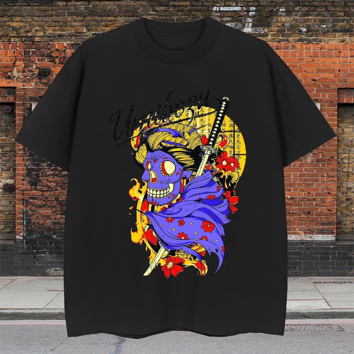 Soft T-Shirts for Men 230g Cotton skull Summer Casual Customized Print Breathable Short Sleeve Men Clothes T-Shirt Fashion Casual Tops